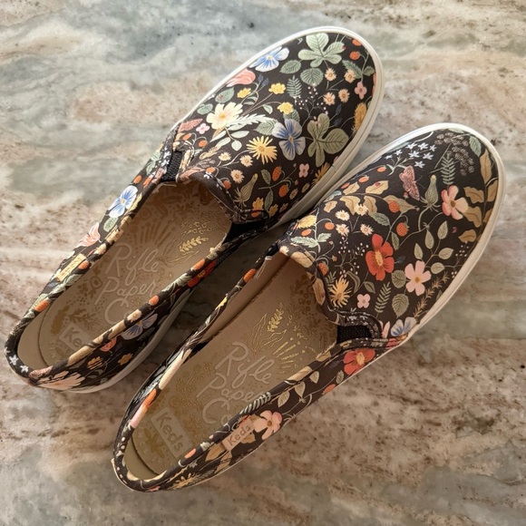 Keds x Rifle Paper Co Floral Slip On Sneakers Brown Multicolor Sz 10 Fall Style - Picture 7 of 7